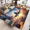 Large Airplane Take off Carpet Pink Purple Gradient Sky Clear Runway Details Living Room Area Rug Match Light Gray Home Decor