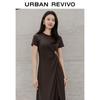 UR Damen Sommer 2026 Kurzarm Texturiertes Figurbetontes Langes Kleid UWH760060