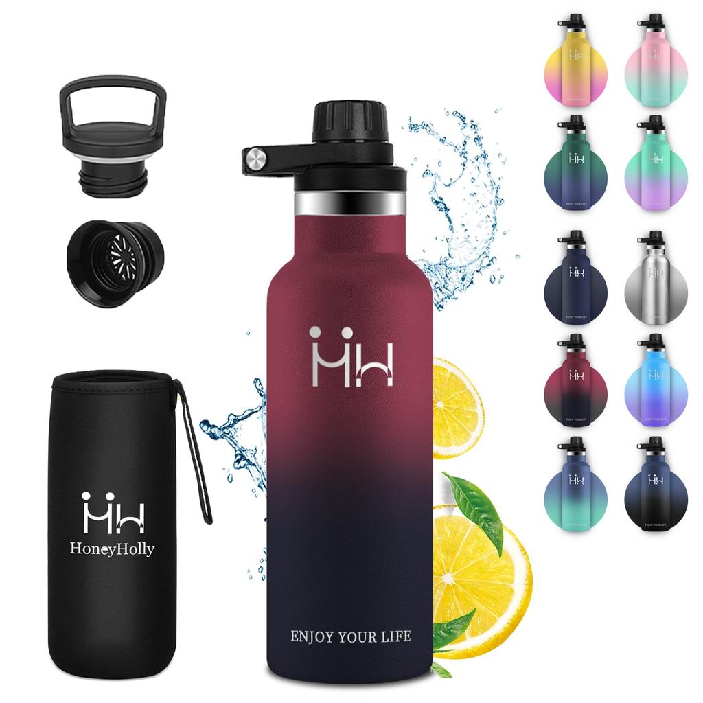 Eliciya 750ml Stainless Steel Water Keeps Hot or Vacuum Suitable for Carbonated Wide Mouth for Easy Adding Drinks and Cloth Bag Lightweight and