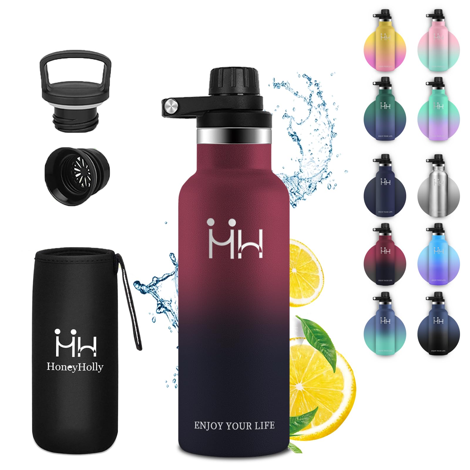 

Eliciya 750ml Stainless Steel Water Keeps Hot or Vacuum Suitable for Carbonated Wide Mouth for Easy Adding Drinks and Cloth Bag Lightweight and