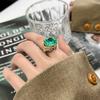 Jewelry Copper Bottom Gold Plated Simulation Bird'S Nest Chepala Green Premium Ring Female 14 * 16