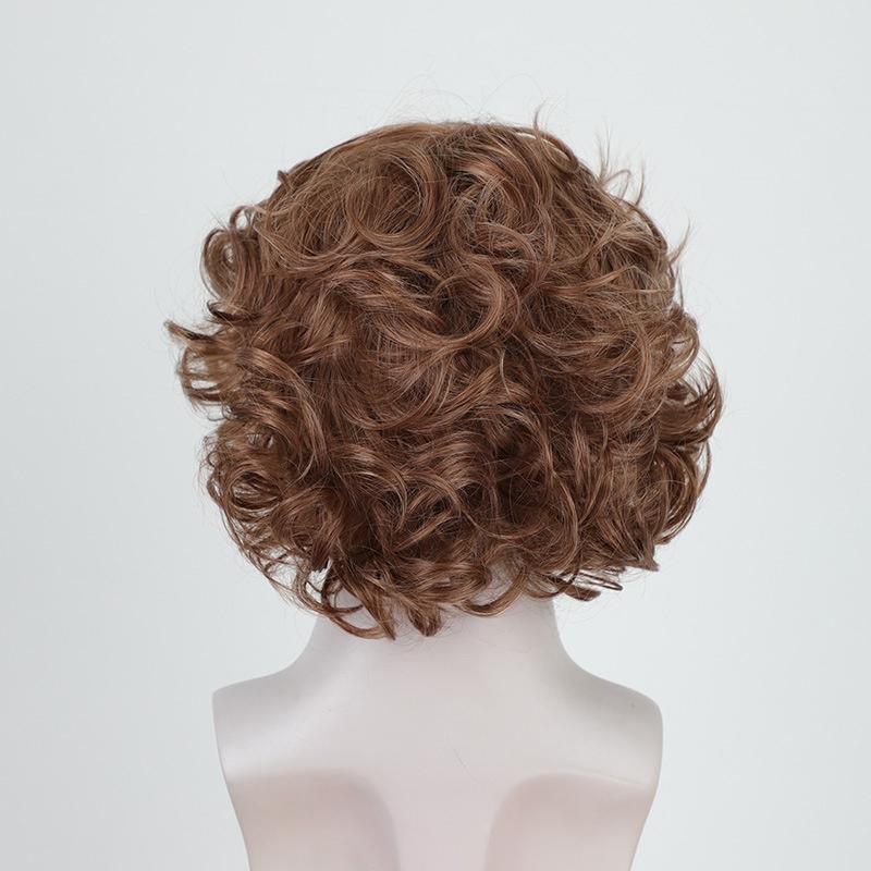 Perucă sintetică ombré brună blondă cu rădăcină închisă, scurtă, ondulată, pentru bărbați, cu breton, perucă cu coafură naturală pentru bărbați, pentru uz zilnic, cosplay, petrecere