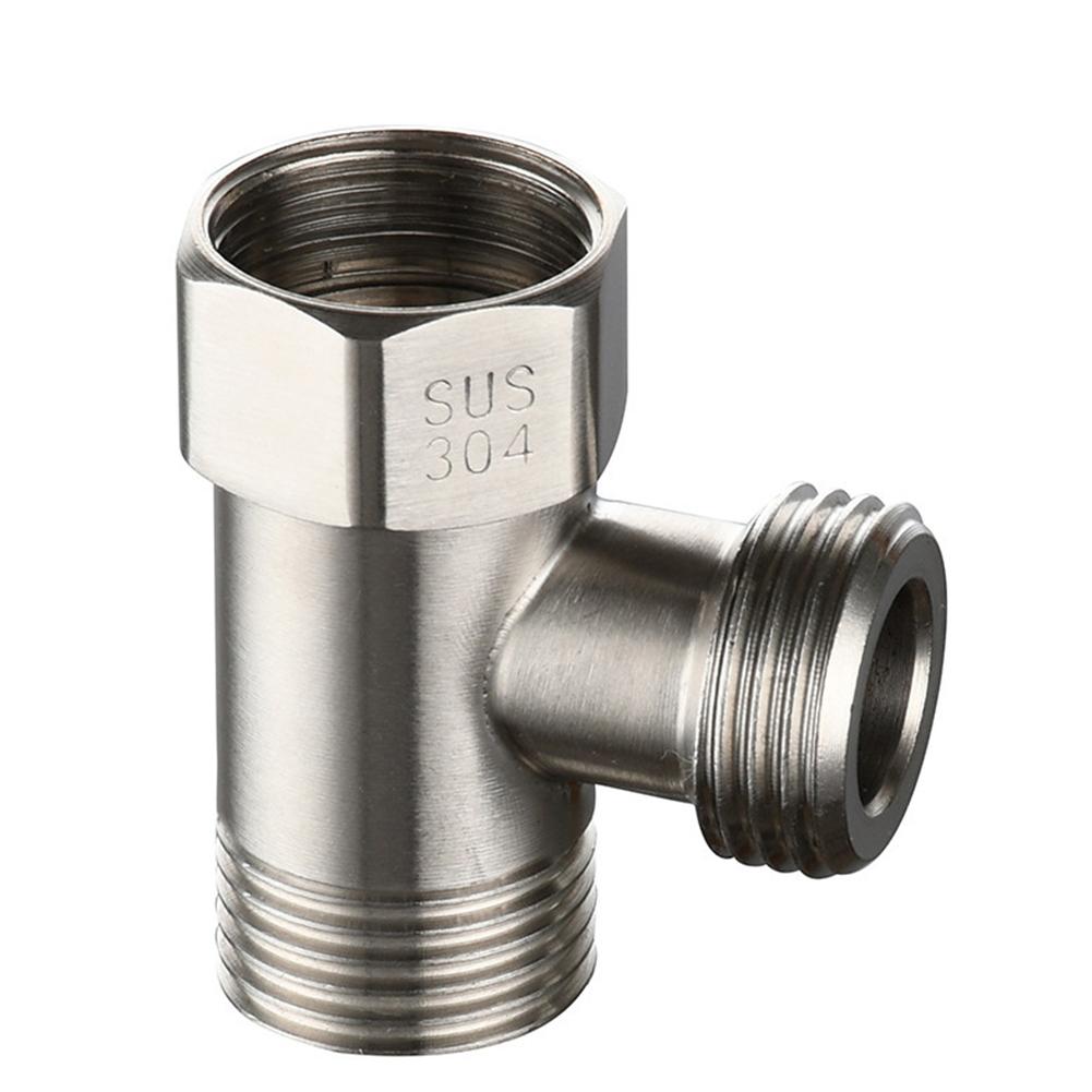 Diverter Valve 304 Stainless Steel T Valve Adapter G1/2 with Three Way Device for Connecting Shower Arm and Head Shower