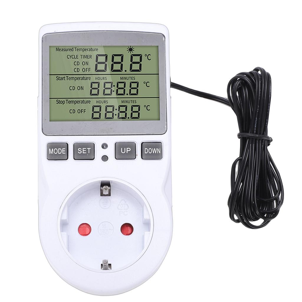 Digital Temperature Controller LCD Display Countdown Digital Thermostat Outlet Socket with Timer for Industrial
