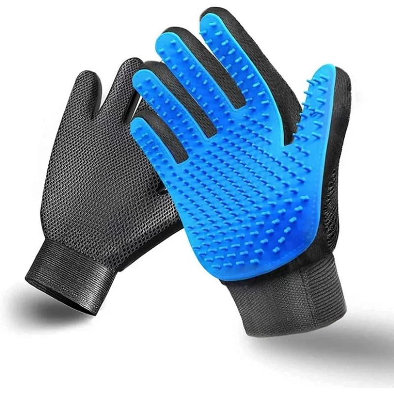 Professional Pet Grooming Glove 2 in 1 Deshedding Brush and Bath Massager for Dogs Cats Rabbits Gentle Hair Remover DeMatting