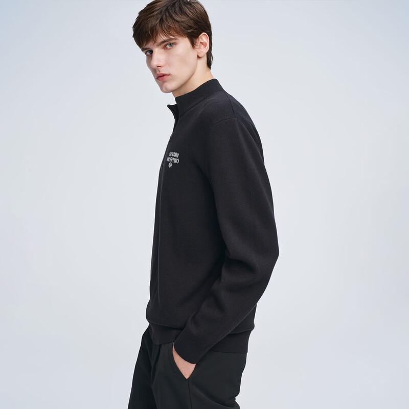 Giovanni Valentino Men's Wool Blend Half-Zip Mock Neck Sweater