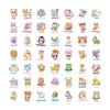 50 Cute Cartoon Animal Stickers Children'S Hand Account Decoration Waterproof Stationery Stickers Creative Stickers Small Fresh
