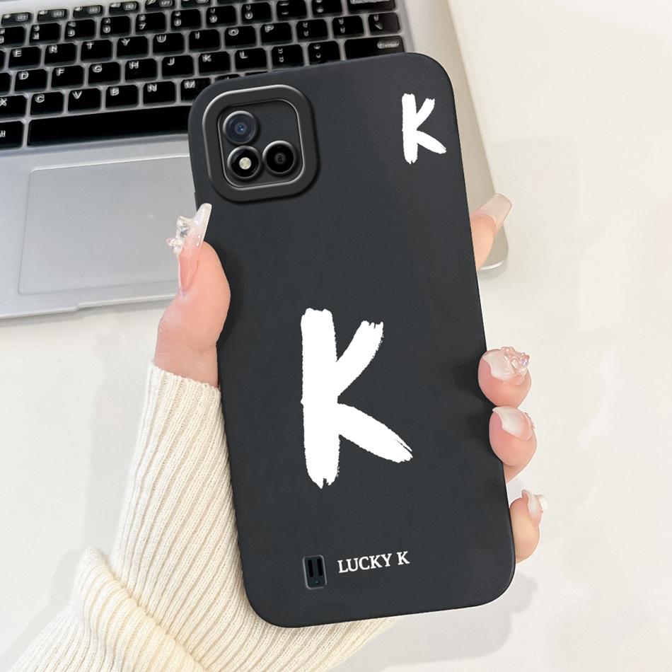 For Realme C11 (2021) Lucky Initial Letter Phone Case For Realme C11 2021 2020 RMX3231 RMX2185 Soft Silicone Shockproof Cases
