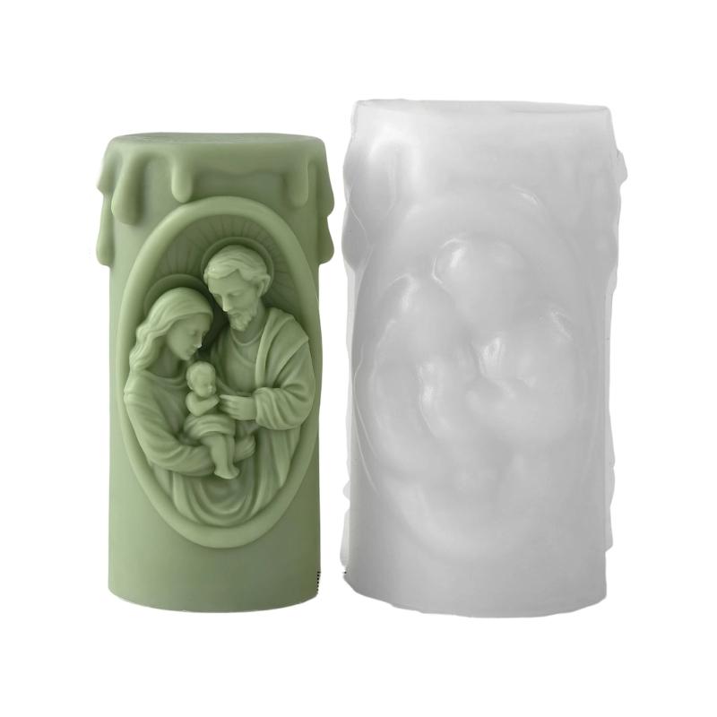 Nativity Embossed Silicone Mold Cylinder Candle Silicone Mould Heat Resistant For Resin Casting and Making Candle Soap