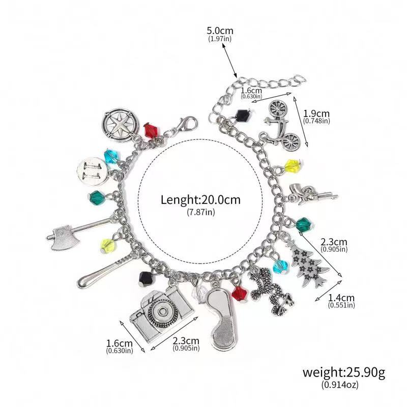 Seltsamer ABXYZ Metallplaketten Schlüsselanhänger Autoschlüsselanhänger Taschenanhänger Armband Halloween Cosplay Schmuck für Damen und Herren