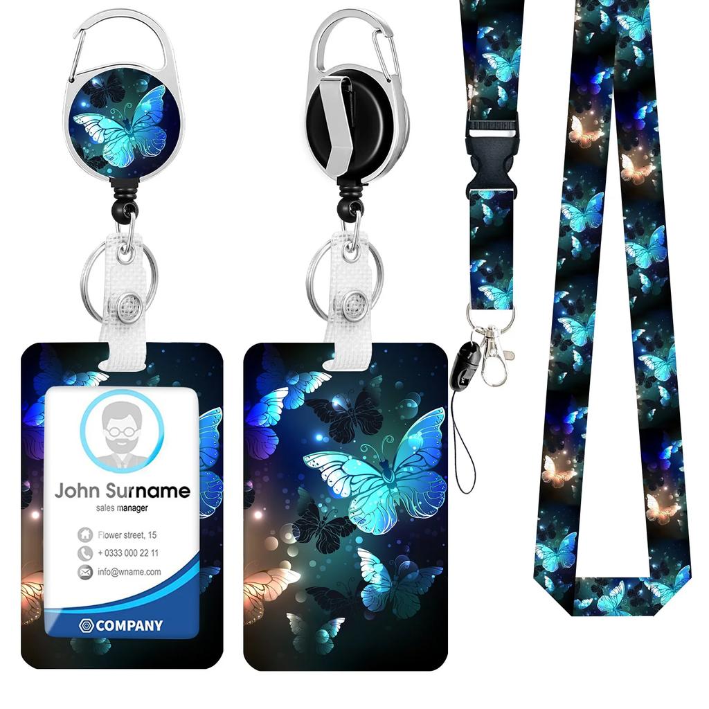 Work Office Badge Holder Fashionable Badge Holder Retractable Reel Stylish Id Card Protector for Work School Professionals Badge