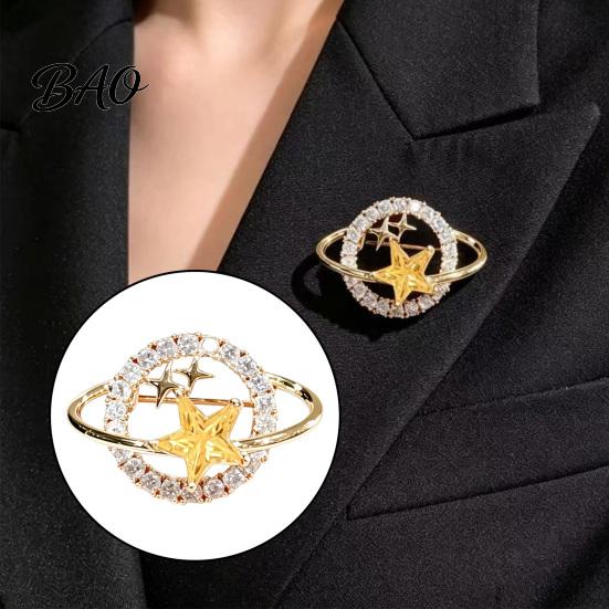 Sparkling Planet Pin Rhinestone Star Brooch Pin, Hollow Badge Decorative Women Jewelry, Clothing Accessory for Suits Coats Scarves Shawls Bags Cosmic
