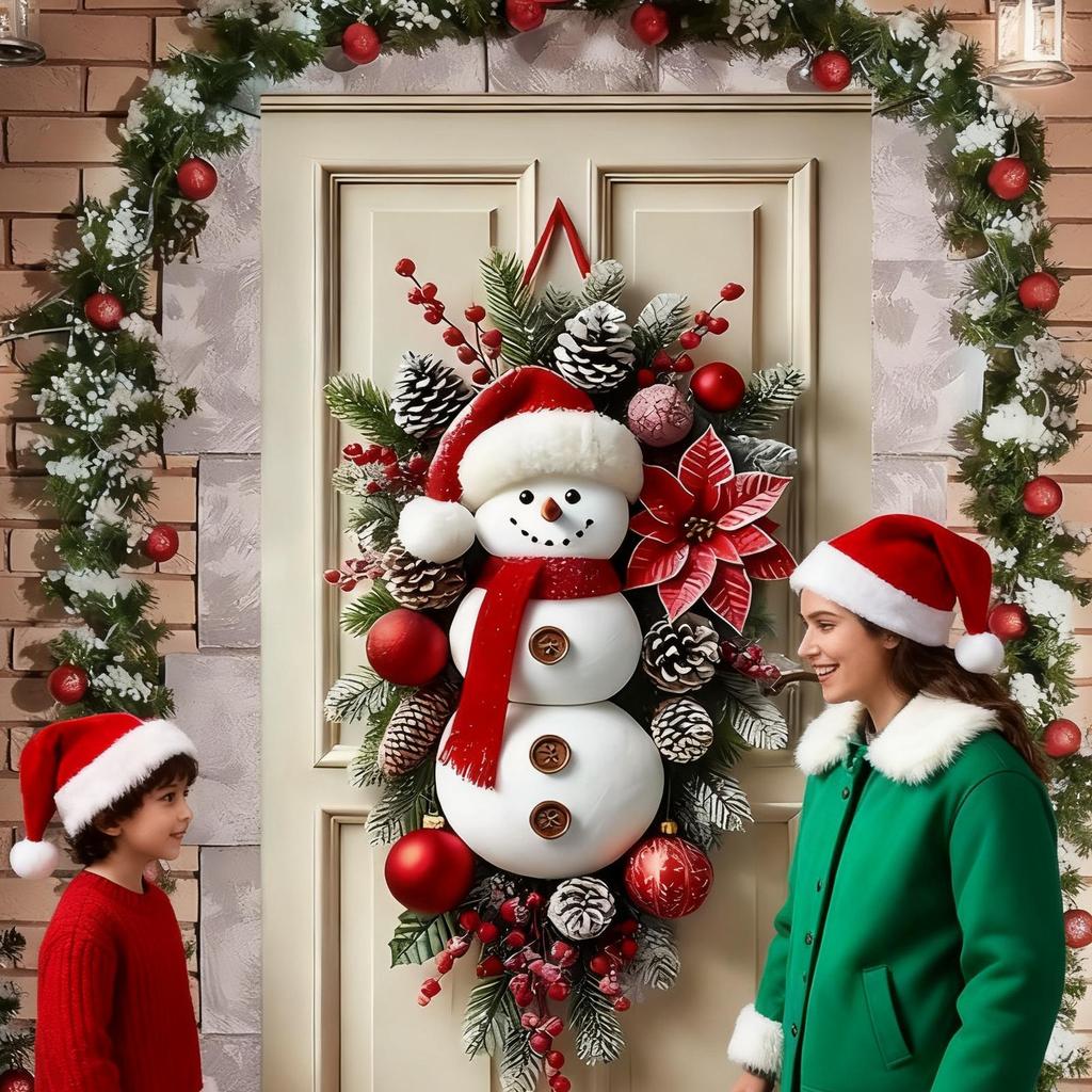 Christmas Front Door Decor Snowman Cute Ornaments Christmas Sign Front Door Decorations for Outdoor Wall Bedroom Living Room