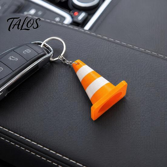 Hanging Traffic Cone Keychain 3D Printed Keychain, Orange White Mini Decor with Keyring, Schoolbags Handbags Backpacks Charm Pendant Keyring