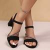 Block Heel Sandals for Women Look Thin and Heightened Foreign Trade Rhinestone Open Toe Internet Celebrity Retro Sandals