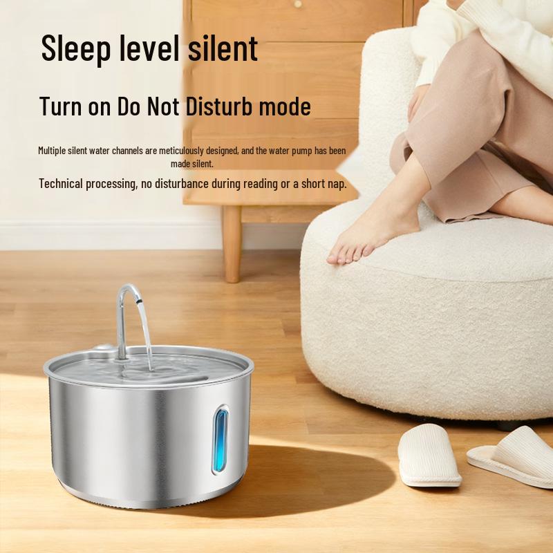 Simulated Faucet Pet Fountain with Automatic Circulation & Multi-Stage Filtration, Stainless Steel Design