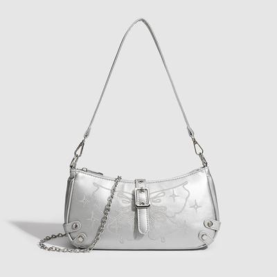 Underarm Bag Texture Niche Original Single Shoulder Crossbody Bag Silver Fashion All Texture Bag Woman