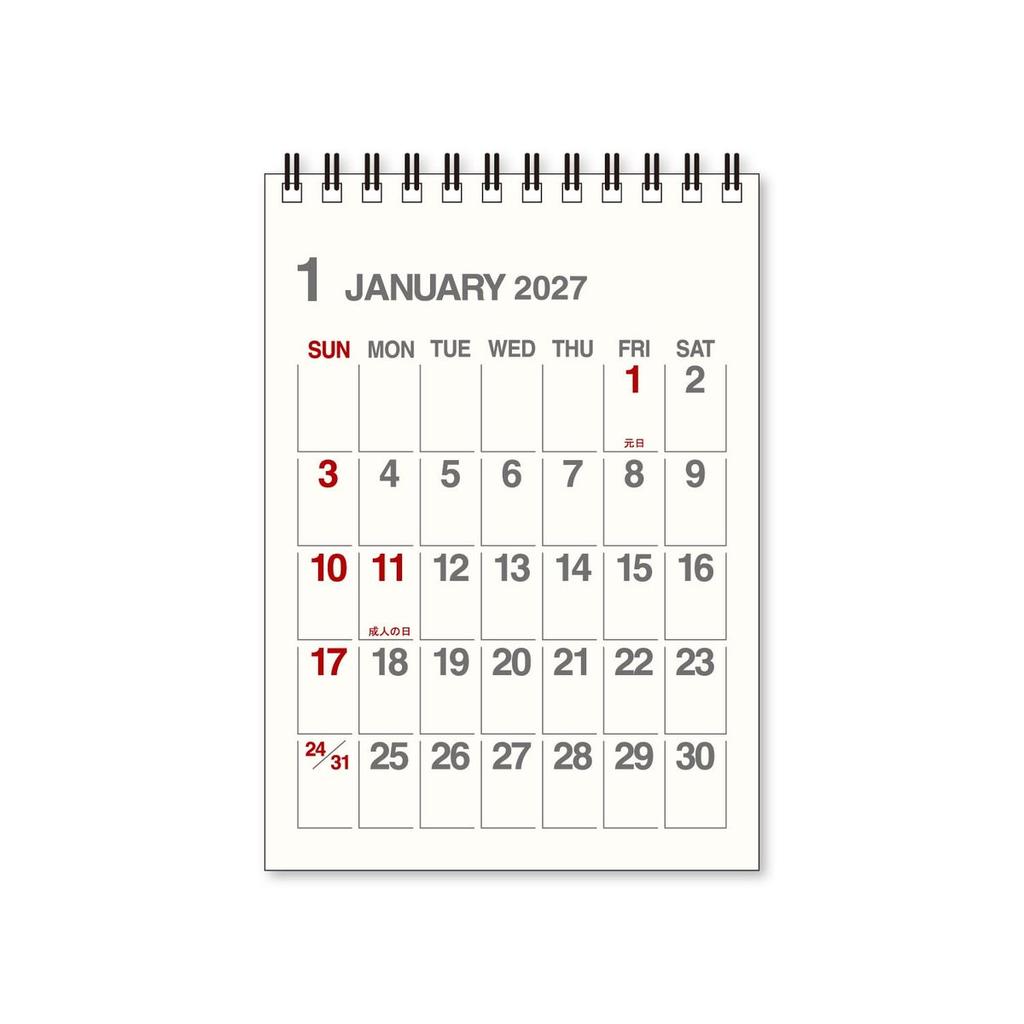 Shin Nippon Calendar 2027 Desk Calendar A6 Ivory Desktop Planner Minimalist Japanese Design Compact Schedule Book