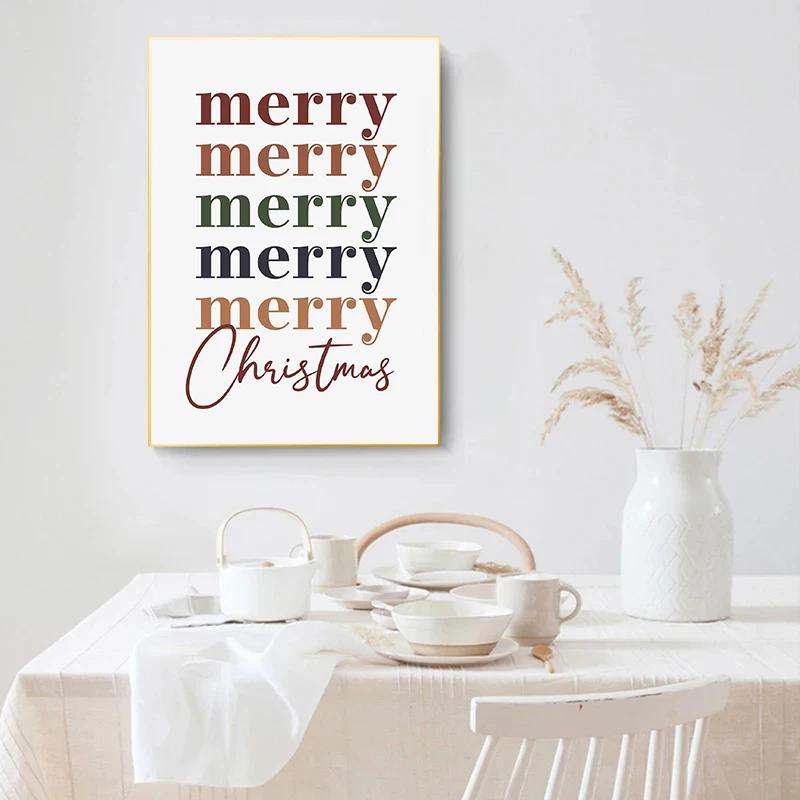Modern Minimalist Christmas Theme Art Posters Snowman Prints Canvas Printing Wall Art Picture for Living Room Home Decoration