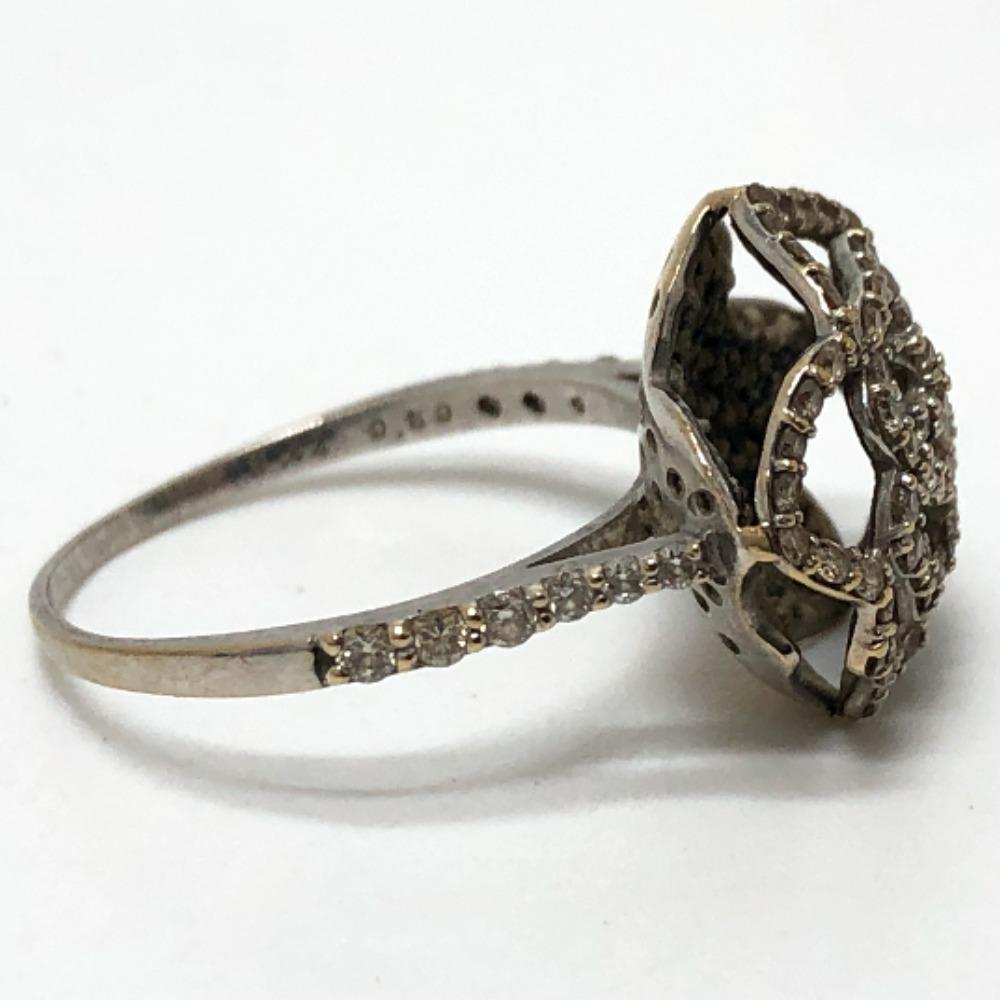 jewelry Camellia Design Rose D0.44ct D0.50ct Ring K18WG Silver