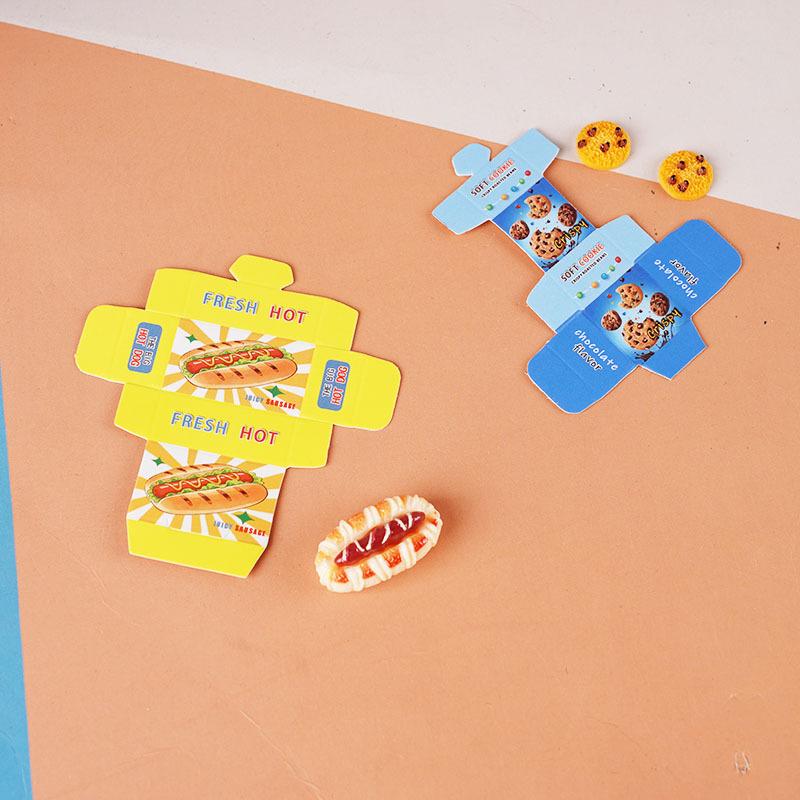 5 Sets Miniature Fast Food Packaging Boxes 1:12 Scale Dollhouse Dog Bread Cookie Boxes For Doll House Kitchen Scene Decor