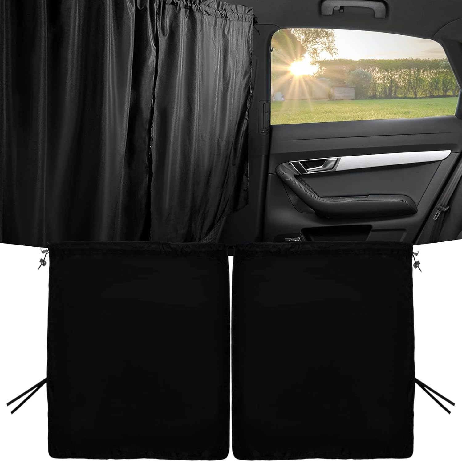 

Car Privacy Curtain Universal Car Divider Curtain Between Rear Seat Auto Blackout Curtains Cars Sun Shades Side Window Shades Kit for Travel Camping A