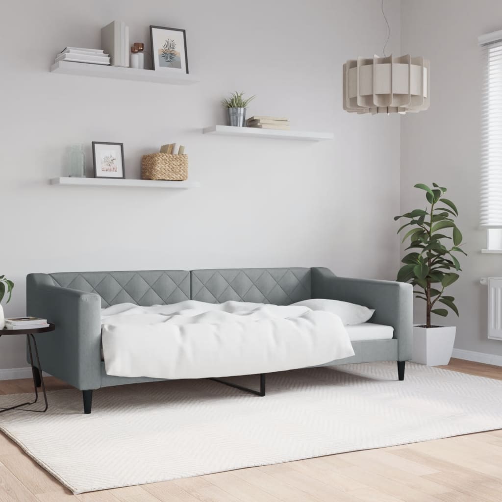 Vidaxl Sofa Z Funkcją Spania, Jasnoszara, 90X190 Cm, Obita Tkaniną