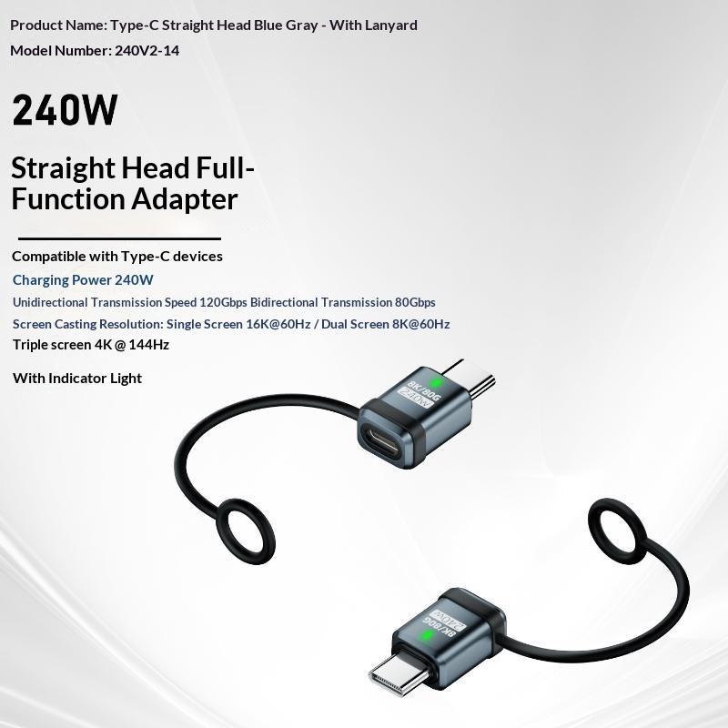 USB4 240W PD 5A Right Angle USB C to Type C Converter Fast Charging Data Sync Adapter for Car Camping Trip Charging