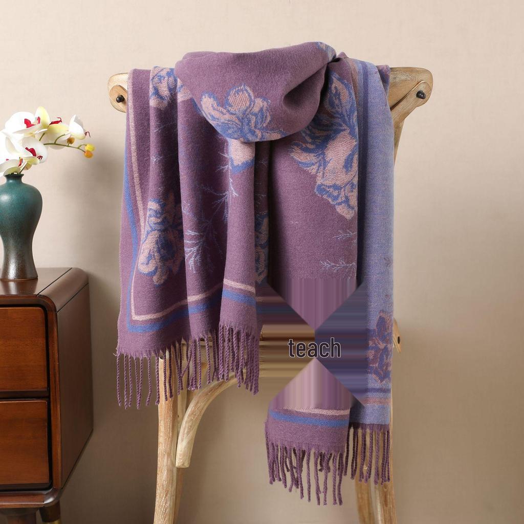 Luxury Core-Spun Yarn Scarf: Imitation Cashmere Warm Snood for European & American Fashion - Autumn/Winter Shawl