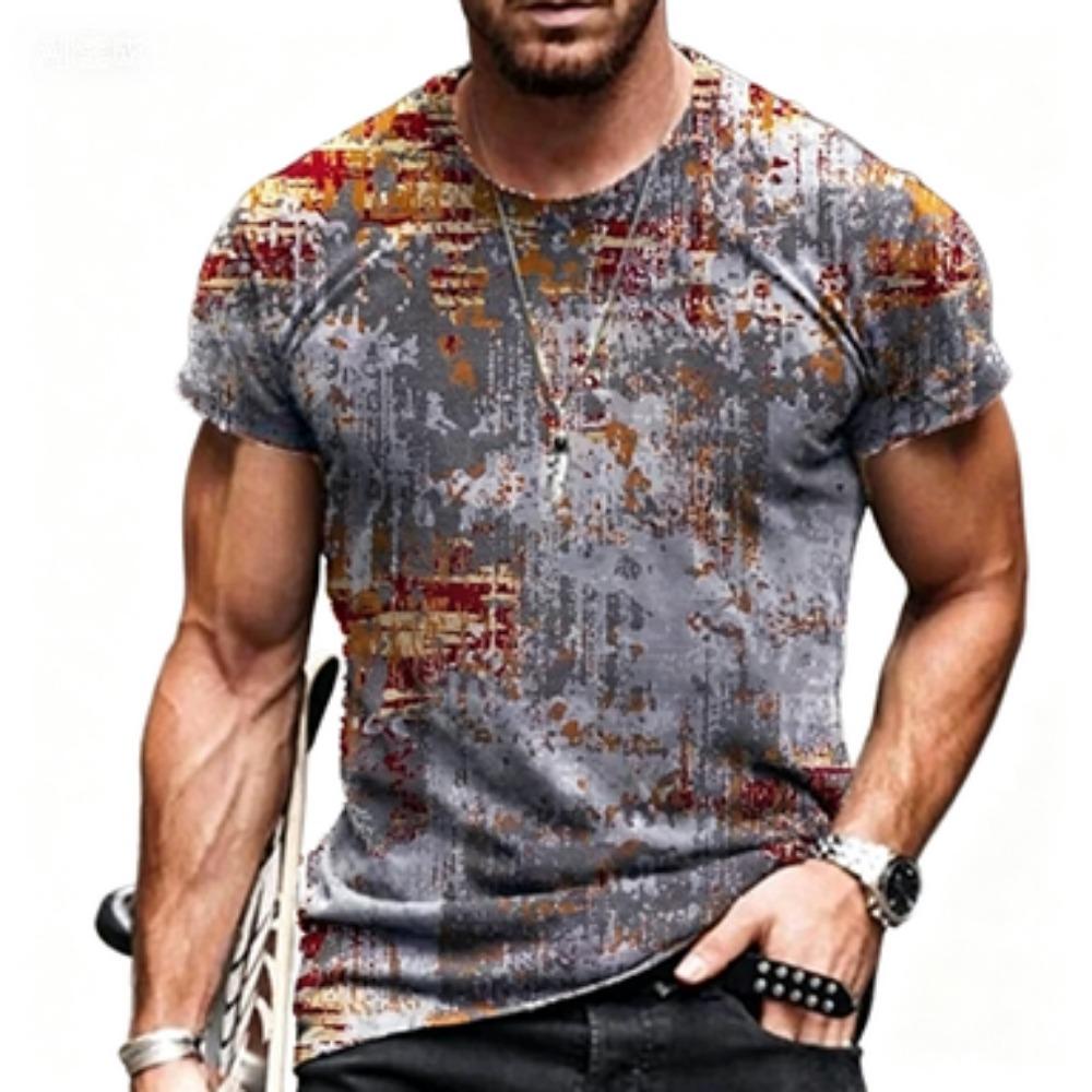 Fashionable Men's Personalized 3D Printed T-shirt Harajuku Street Style Summer Round Neck Short Sleeved Quick Drying Loose Top