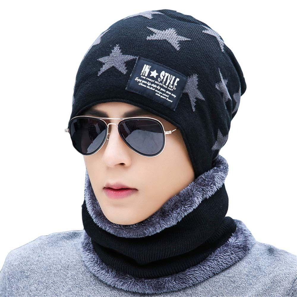 Buy Knitted Winter Hat Scarf Set Plush Neck Scarf Bomber Hat