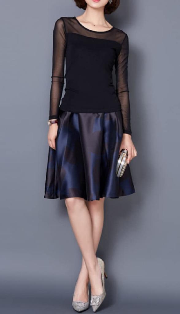 ROCAROCA Langarm Rundhals Sexy Shirt, Durchsichtig, Leicht, Stretch, (XL, Schwarz)