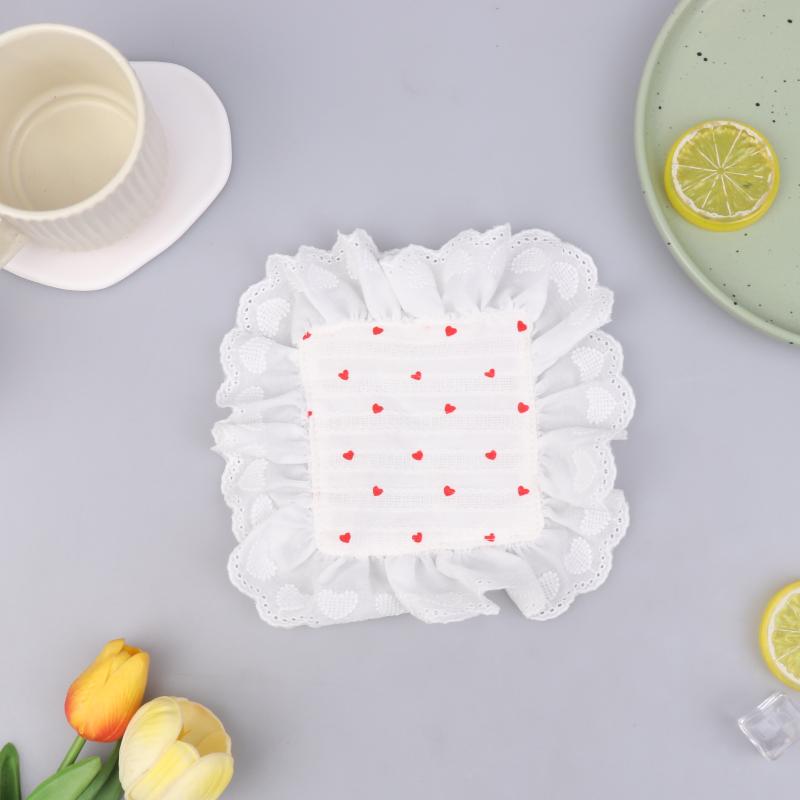 

Heart Lace Ruffled Placemats Table Napkins Vintage Style Romantic Wedding Party Home Dining Decoration Accessories