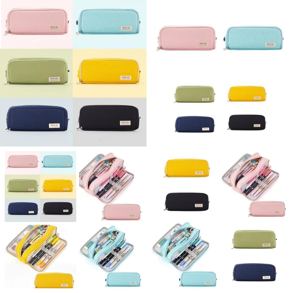 Koreansk stil kanvaspennväska multifunktionell brevpapperspåse