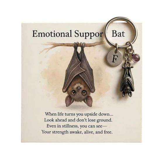 

Yousheng 1/2 шт. Вдохновляющий брелок в виде летучей мыши, брелок для эмоциональной поддержки в виде летучей мыши с карточкой с вдохновляющими стихами, металлический кулон в виде летучей мыши 1pc