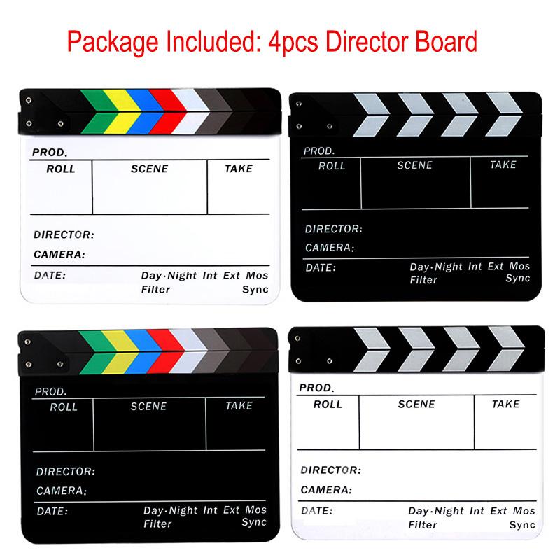 

4pcs/Lot Photography Acrylic 10x12 / 30x25cm Action Clapboard TV Video Director Film Movie Clapper Advertising Shooting Board