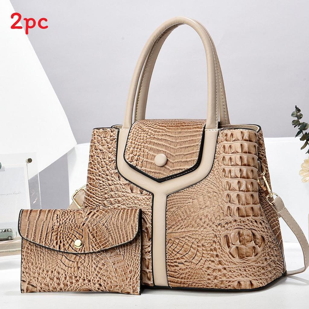 Borsa Tote Moda Transfrontaliera da Donna con Fantasia Coccodrillo ad Ampia Capacità per Uso Quotidiano