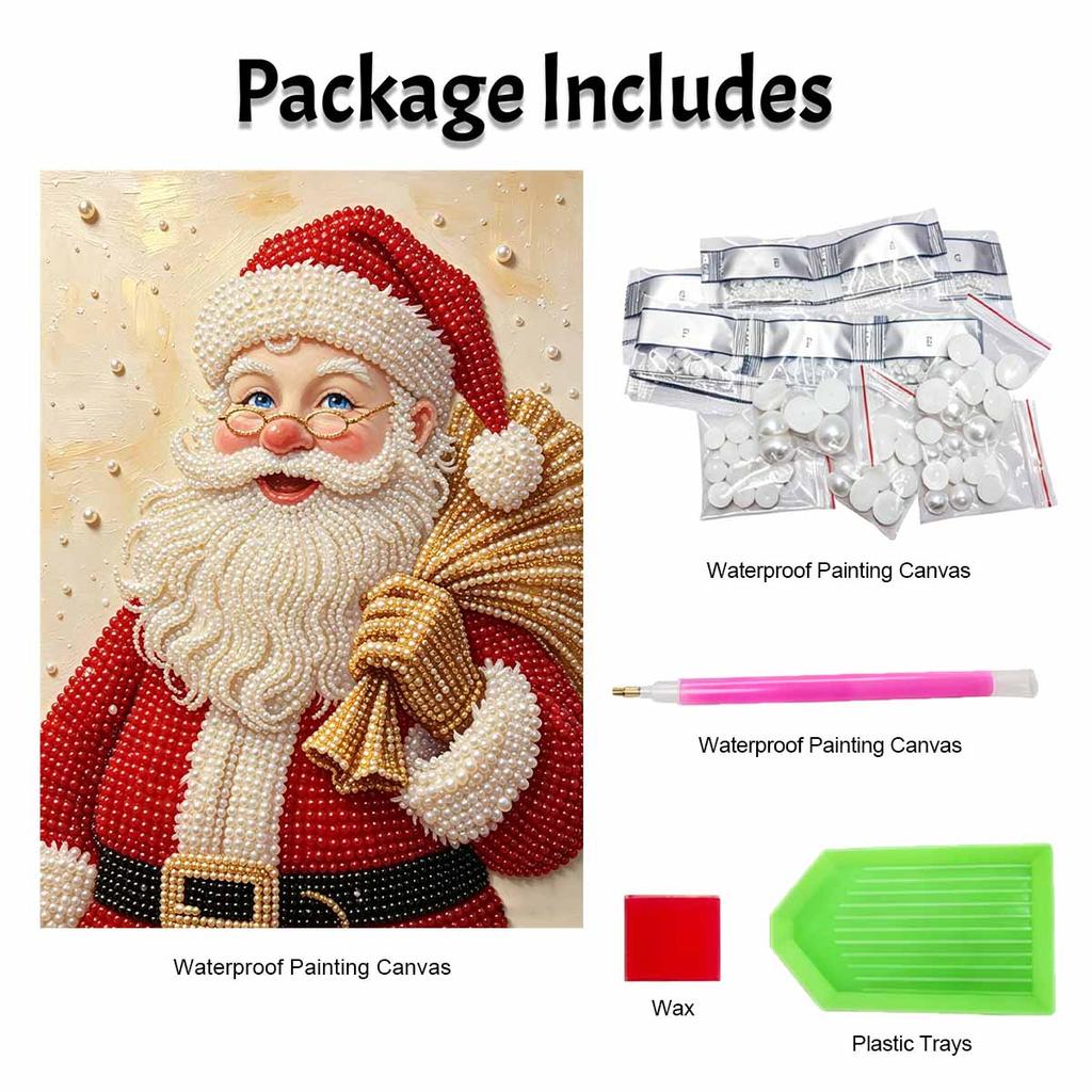 Frameless Pearl Painting Kit Festive Santa Claus Aesthetic Wall Art DIY Sparkling Bead Canvas Room Decor Creative Craft