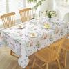 1Pc Floral Print Tablecloth White Botanical Flower Pattern Table Cover For Dining Room Kitchen Party Decor Rectangula