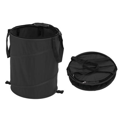 Camping Trash Can with Zippered Lid 24 Gallons Large Capacity Foldable Portable Garden Garbage Container for Outdoor Picnic Black