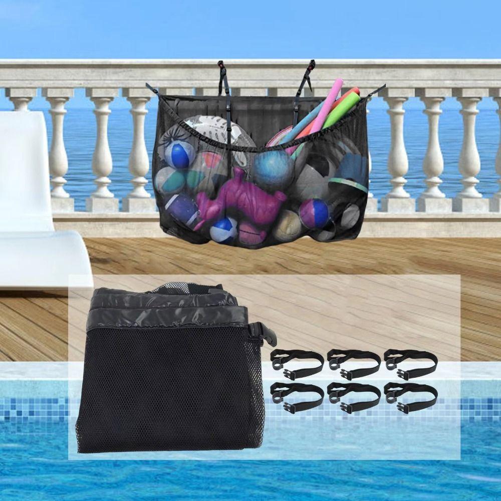Sac de rangement suspendu pour piscine réglable Sac suspendu de plage pliable Sac de rangement en maille Plage