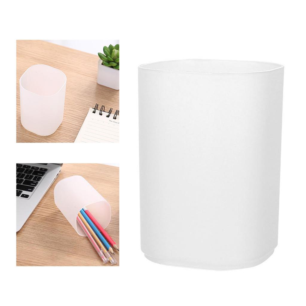 Pen Holder Transparent Frosted Finish Pencil Holder Space Saving Multifunctional Pen Holder Cup for