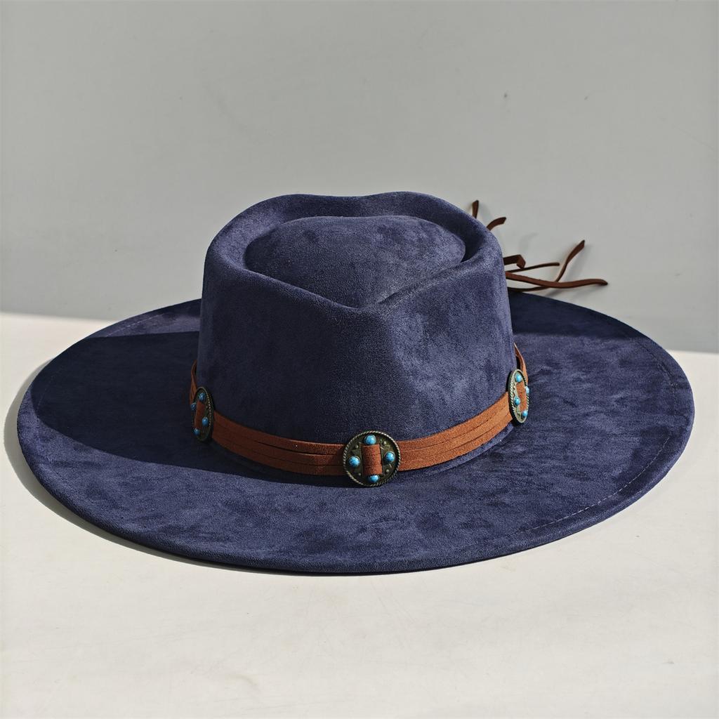 Rose Red Heart Top Vegan Suede Hat Turquoise Accessories Fedora Hat Men'S Women'S Felt Jazz Hat Classic Suede Chapeau Sombrero
