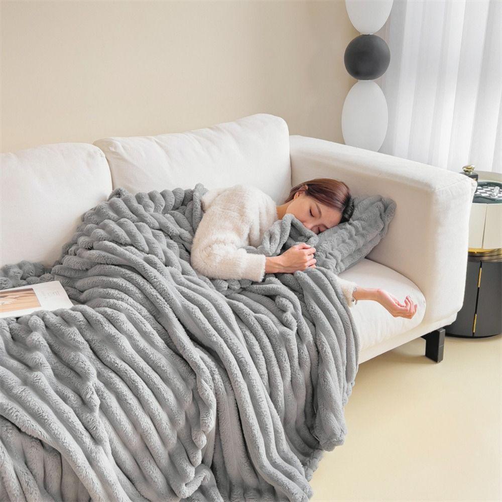Multifunctional Solid Color Flannel Blanket Thickened Warm Blanket Soft Comfortable Office Nap Blanket Winter
