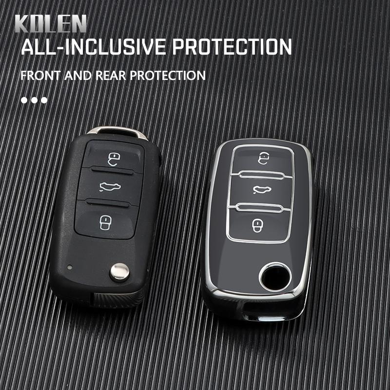 Tpu Car Key Case Cover Shell Fob For Volkswagen Vw Polo Golf Passat Tiguan Beetle Caddy T5 Up Eos Skoda Octavia Seat Leon Altea