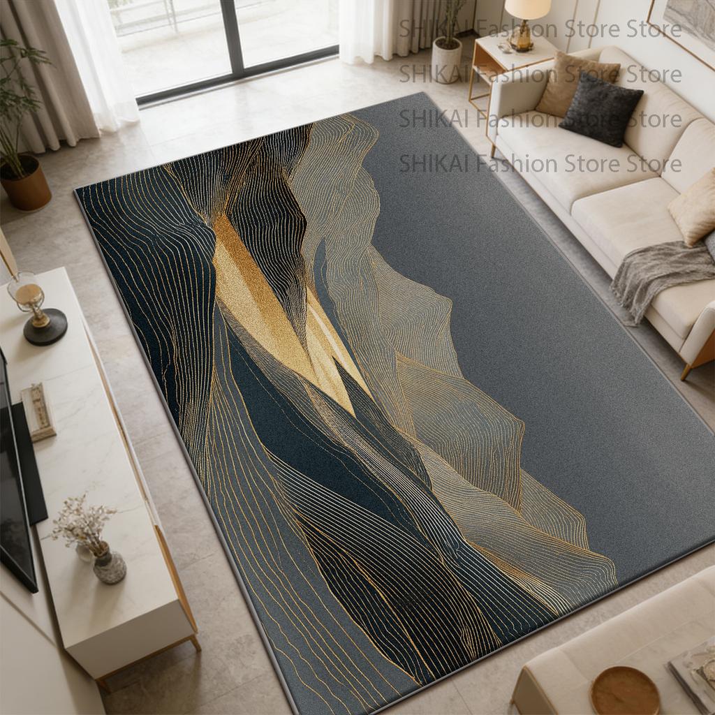 New Chinese Landscape Style Living Room Rug Decoration Bedroom Bedside Non-slip Lint-free Carpet Easy Clean Soft Big Floor Mats