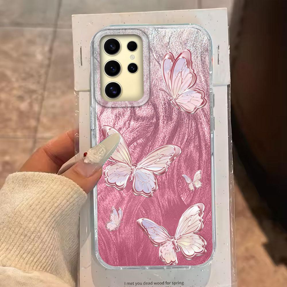 Cartoon Multicolor Butterfly Phone Case for Samsung Galaxy S25 S24 S23 S22 S21 Plus FE Ultra S24+ S25+ Shell Silicone Back Cover