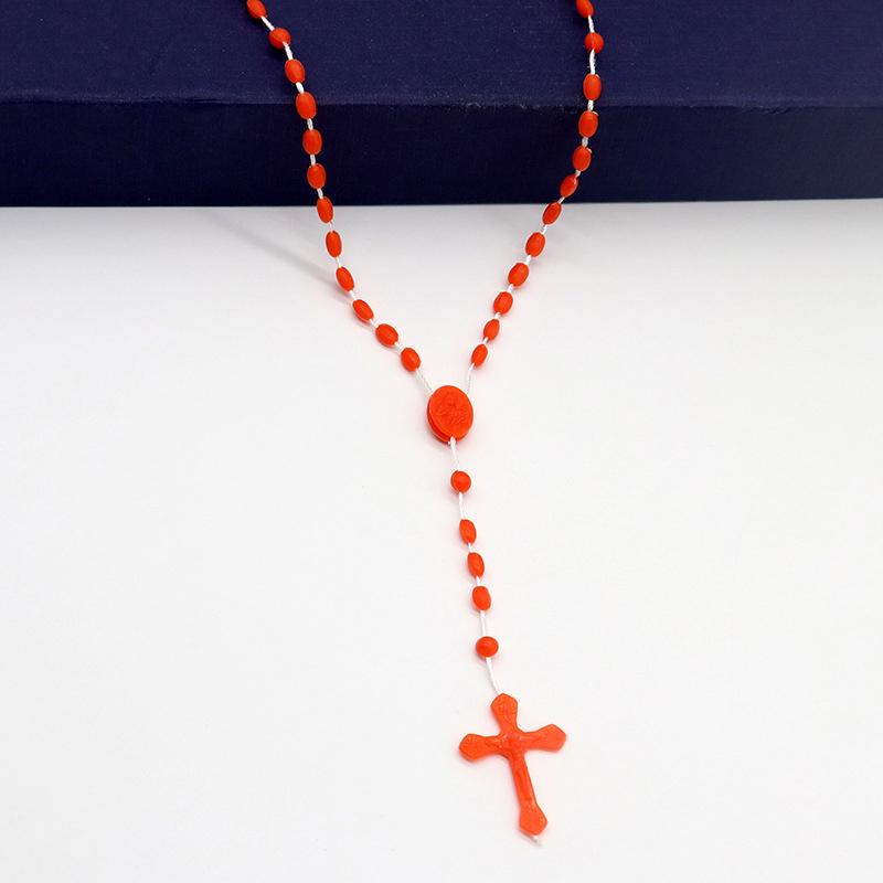 Luminous Catholic Christ Jesus Cross Plastic Rosary Crucifix Necklace Religious Church Decoration Wall Crosses Souvenirs Gifts