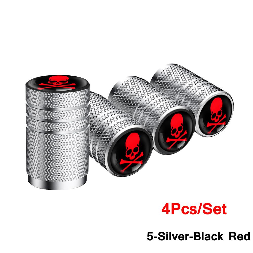 AUTCOAT 4Pcs/Set Car Tire Valve Caps Skull Wheel Valve Cap Auto Tyre Air Valve Stem Caps Dust Cover for Car Vehicles Styling