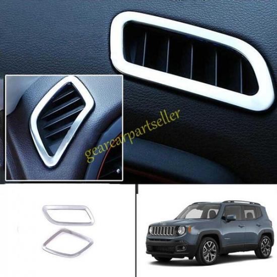 For Jeep Renegade 15-2023 Silver Steel Dash L&R AC Air Outlet Vent Trim 2pcs